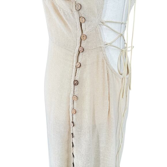 Free People Free-est Baby Tee Maxi Dress Womens Size Small Beige Sheer Boho - Picture 8 of 15